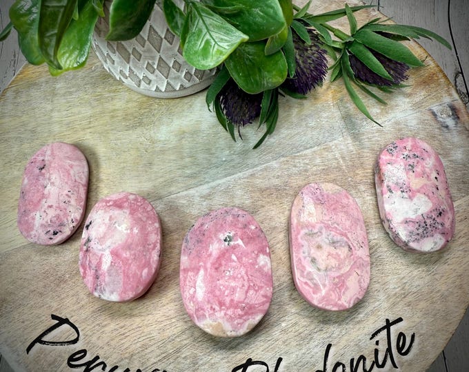 Beautiful Pink Peruvian Rhodonite Palm Stones, Rhodonite Palm, Stone of Passion