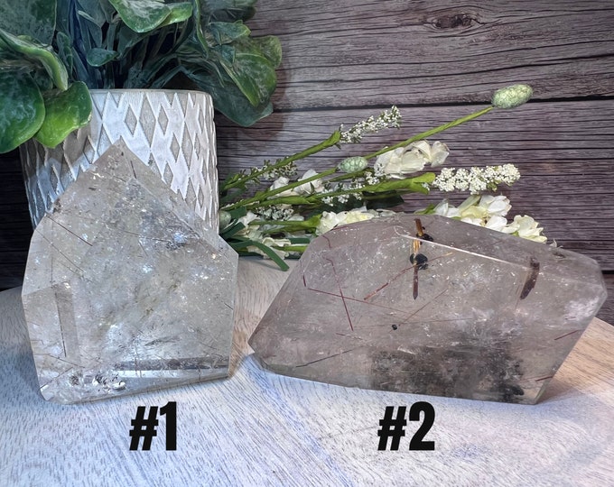 Copper Rutilated Quartz, Copper Rutile in Quartz Freeform, Garden Quartz with Copper Rutile, Rainbow Inclusions