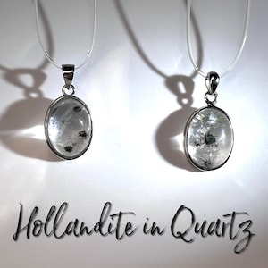 Hollandite Quartz Pendant, Clear Quartz with Hollandite, Sea Urchin Quartz, Star Hollandite, 925 Sterling Silver