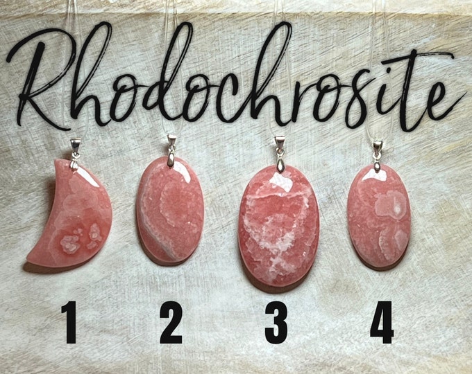 Beautiful Rhodochrosite Pendant, Rhodochrosite Crystal, Gemmy Rhodochrosite, 925 Silver Clasp