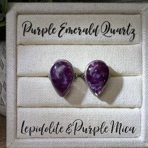 Beautiful Purple Emerald Quartz Ring, Purple Lepidolite with Flashy Mica, Lepidolite with Mica Crystal Ring, 925 Silver Adjustable Ring