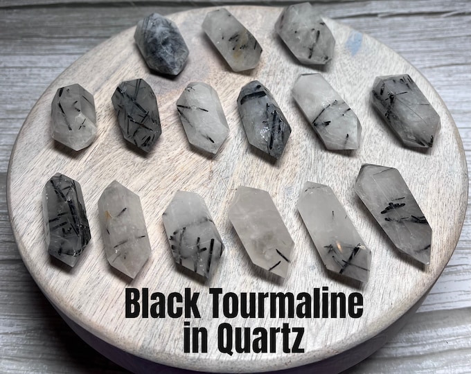 Black Rutilated Quartz, Black Tourmaline in Quartz Double Terminated
