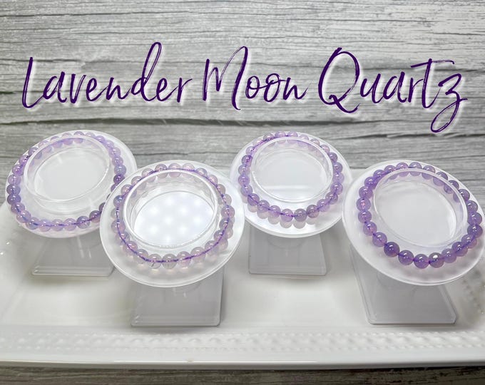 Beautiful Lavender Moon Quartz Bracelet, Lavender Moon Quartz, 7-8mm Round Beads