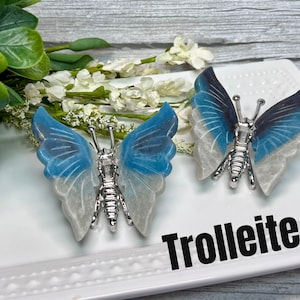 Beautiful Trolleite Butterfly, Trolleite Butterfly Wings on Silver Metal Body, Guardian and Protective Crystal