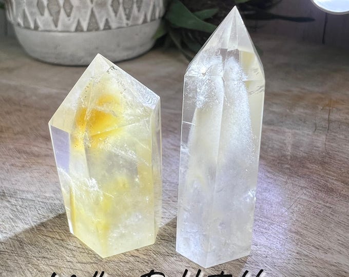 Yellow Rabbit Hair Quartz Small Tower, Small Rabbit Hair Quartz Point, Rabbit Hair Quartz Crystal