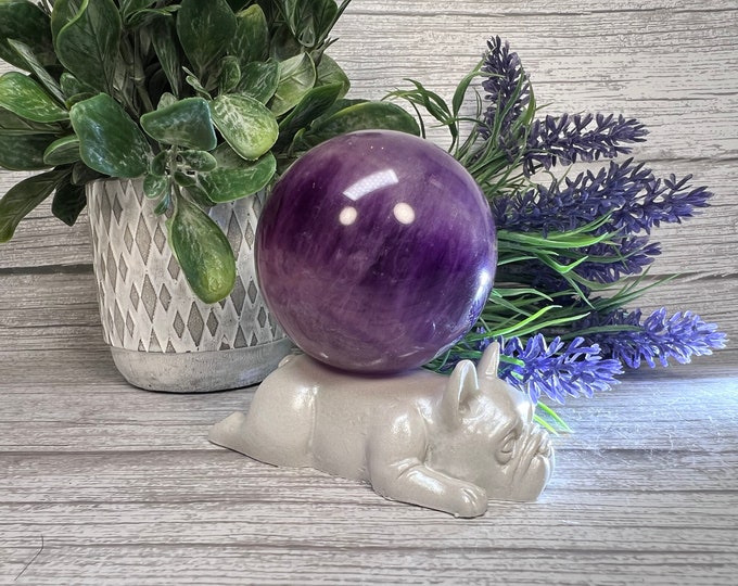 Adorable French Bulldog Sphere Stand, Small French Bulldog Sphere Stand, Small Crystal Sphere Stand