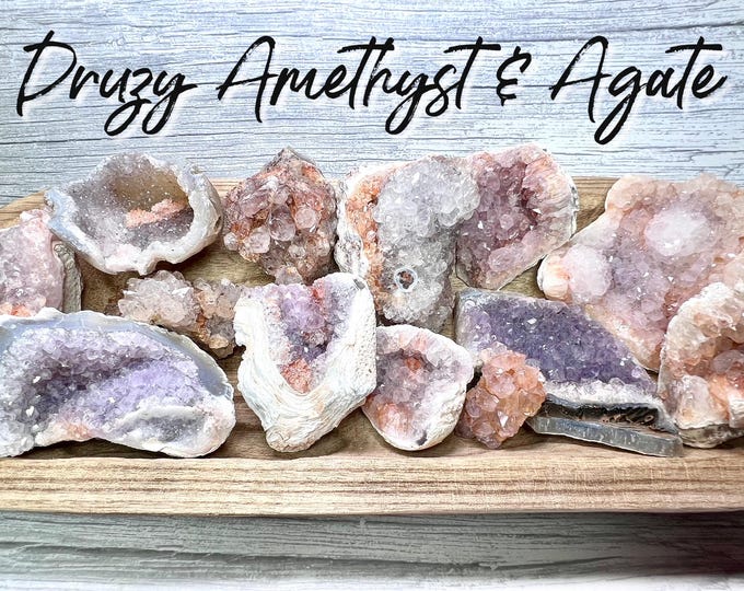 Druzy Agate and Amethyst Crystal Geode, Druzy Agate and Amethyst, Druzy Amethyst & Agate Geode, Balance - Clarity