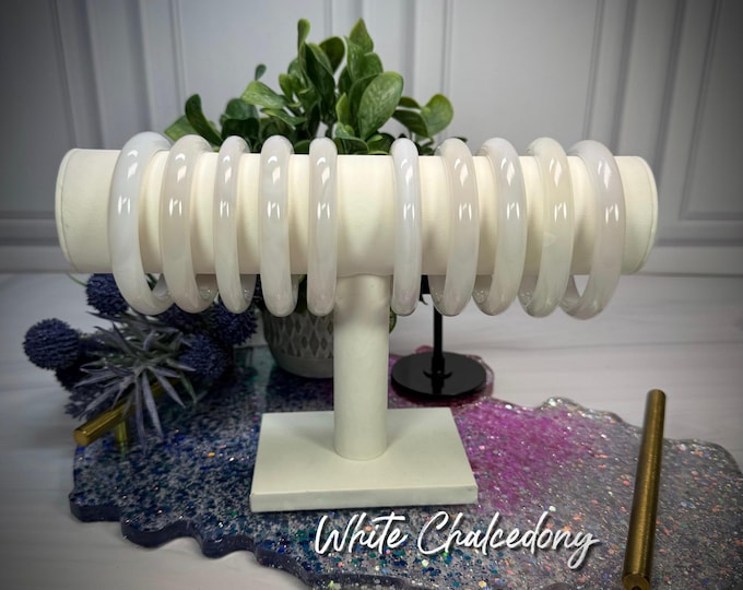 White Chalcedony Bangle Bracelet, 60mm * 61mm * 64mm
