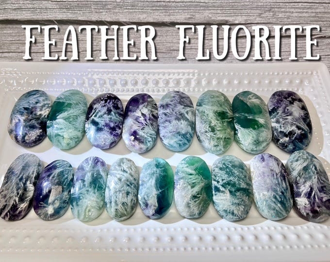 Feather Fluorite Palm Stone, Blue Purple Feather Fluorite Palm Stone, Fluorite Crystal Palm Stone (1)