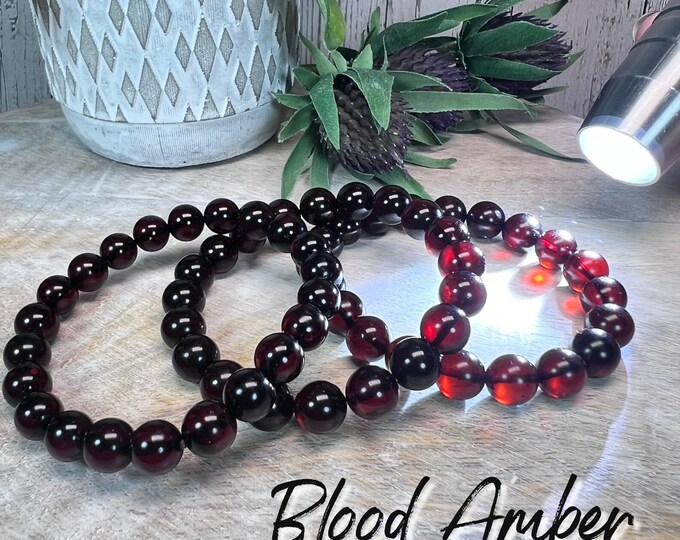 Beautiful Red Amber Bracelet, Natural Blood Amber Bracelet, Amber Bracelet, 8-9mm Round Beads