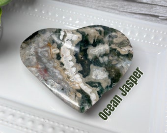 Beautiful Druzy Ocean Jasper Heart Bowl, Ocean Jasper Bowl, Sparkle Druzy