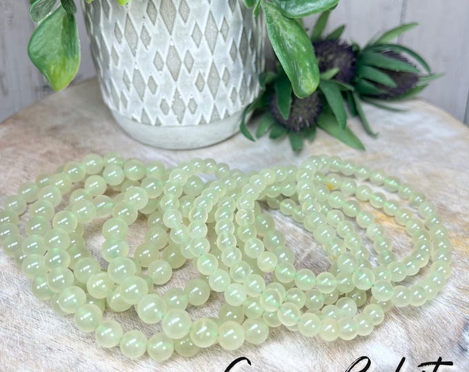 Green Calcite Bracelet, Green Calcite Crystal, Calcite Crystal Bracelet, 6mm or 8mm Round Beads