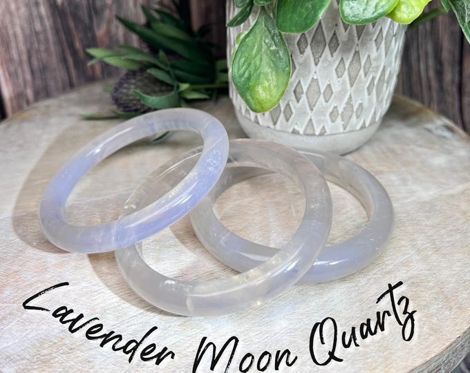 Lavender Moon Quartz Crystal Bangle, Lavender Quartz Crystal Bangle Bracelet