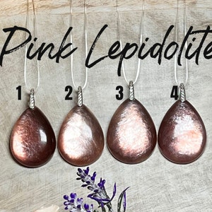 Pink Gem Lepidolite Pendant, Pink Mica Pendant, Flashy Mica, 925 Silver/Zirconia Clasp