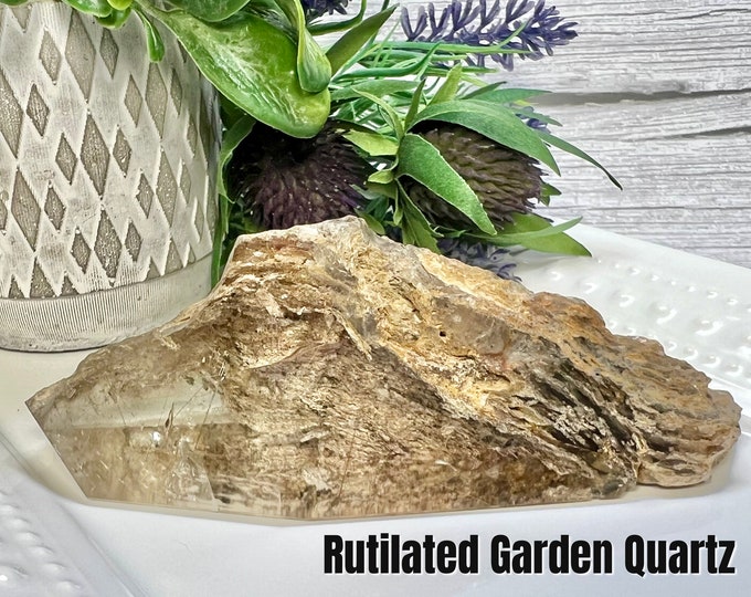 Garden Quartz with Rutile and Rainbow, Garden Quartz Freeform, Lodolite, Inclusion Quartz