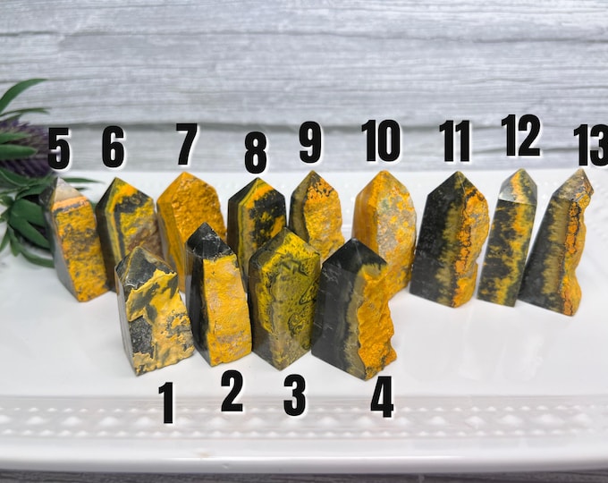 Small Yellow and Black Jasper Tower, Jasper Tower, Jasper Carving