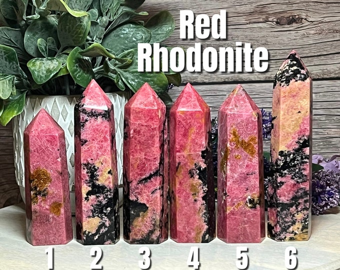 Rhodonite Tower, Red Rhodonite Tower, Gem Rhodonite Tower, Stone of Passion