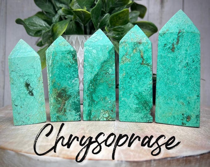 Chrysoprase Tower, Chrysoprase Crystal, Heart Chakra, Emotional Balance, Positive Energy