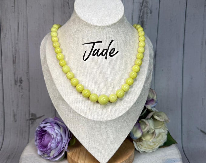 Cauliflower Jade Necklace, Custom Jade Necklace, Genuine Jade, Graduated Bead Sizes and 22" Long