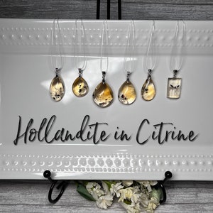 Hollandite in Citrine Pendant, Citrine with Hollandite, Sea Urchin Quartz, Star Hollandite, 925 Sterling Silver Clasp