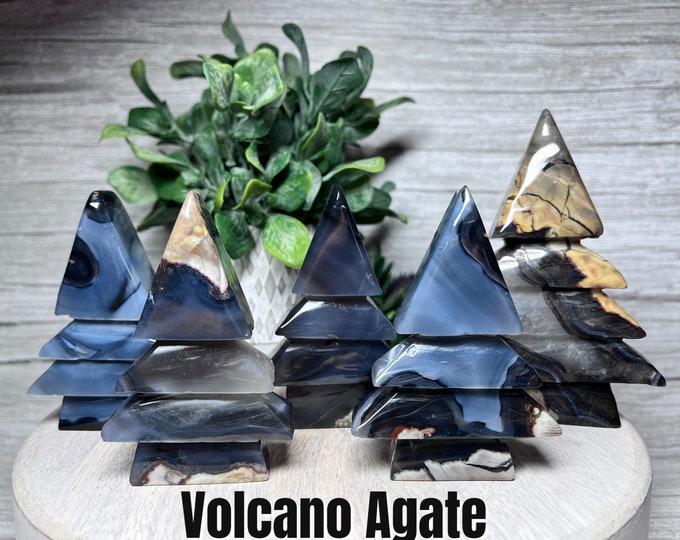 Volcanic Agate Tree, Volcano Agate Christmas Tree, UV Reactive Volcanic Agate, UV Reactive Crystal, Crystal Christmas Tree