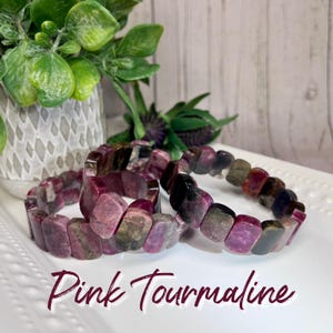 Pink Tourmaline Bracelet, Pink Tourmaline Soft Bangle Bracelet, Tourmaline Elastic Bangle Bracelet,