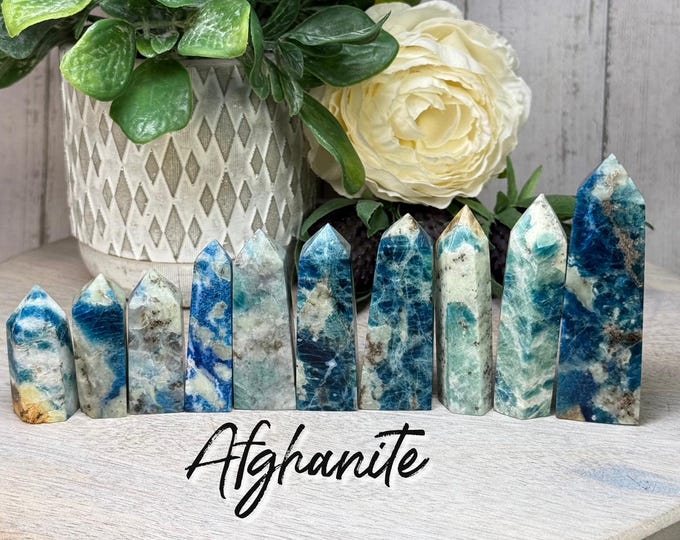 Afghanite Crystal Tower, Blue Crystal, Small Tower, UV Reactive Stone