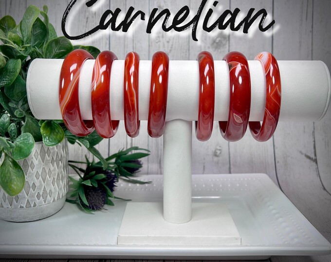 Carnelian Bangle, Carnelian Agate Bangle Bracelet, Red Agate Crystal Bangle Bracelet, Courage - Motivation - Creativity (8)