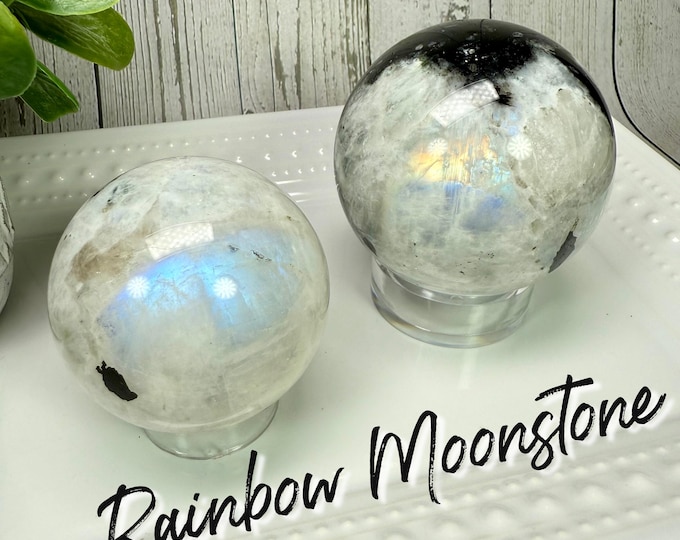 Rainbow Moonstone Sphere, Rainbow Moonstone Carving, The Mother Stone, Intuition - Spiritual Guidance - High Vibration