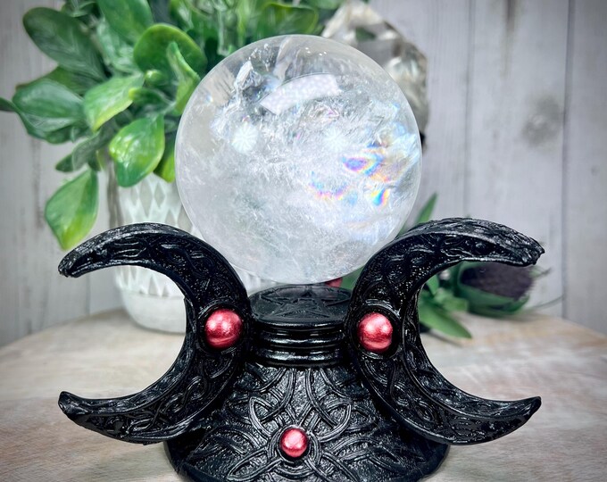 Three Crescent Moon Sphere Stand, Crystal Sphere Holder, Crystal Ball Stand, Crystal Sphere Stand