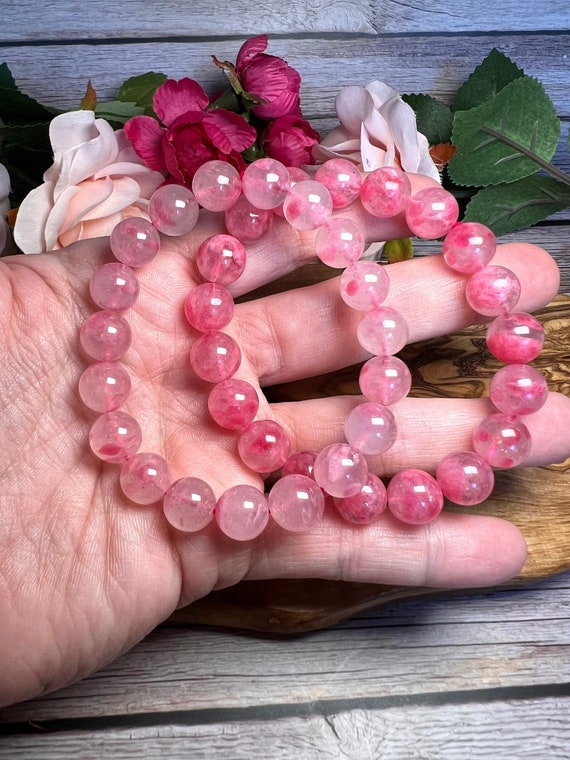 Sakura Rhodonite in Quartz (High Quality) Bracelet for Attraction, Love and  Self Worth