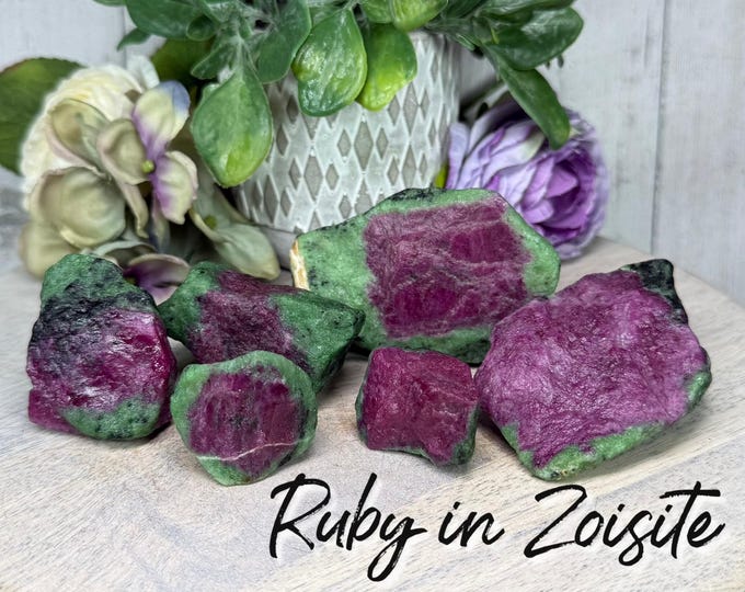 Ruby Zoisite Raw Stone, Ruby in Green Zoisite, Anyolite Raw Stone, UV Reactive