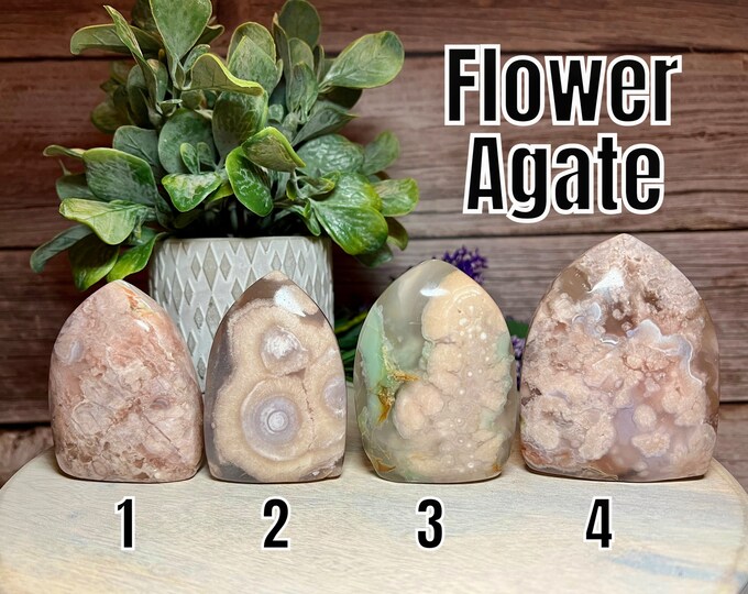 Flower Agate Freeform, Pink Flower Agate, Green Flower Agate, Freeform Carving, Cherry Blossom Agate, Sakura