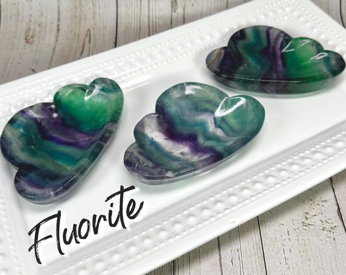 Rainbow Fluorite Cloud Bowl, Fluorite Cloud Dish, Fluorite Bowl, Crystal Cloud Bowl, Crystal Cloud Dish, Hand Carved