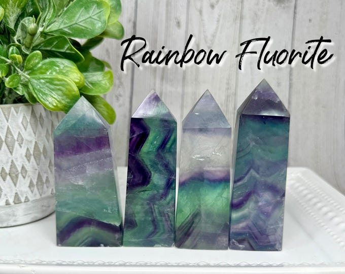 Rainbow Fluorite Tower, Fluorite Tower with Rainbow Inclusions, Fluorite Point (LLRF20)