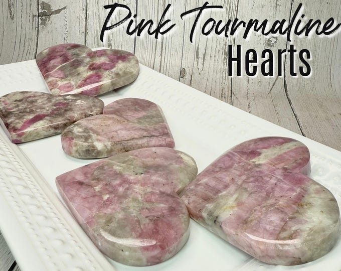 Pink Tourmaline in Quartz Heart, Pink Tourmaline, Crystal Heart Carving, Heart Chakra - You Choose!