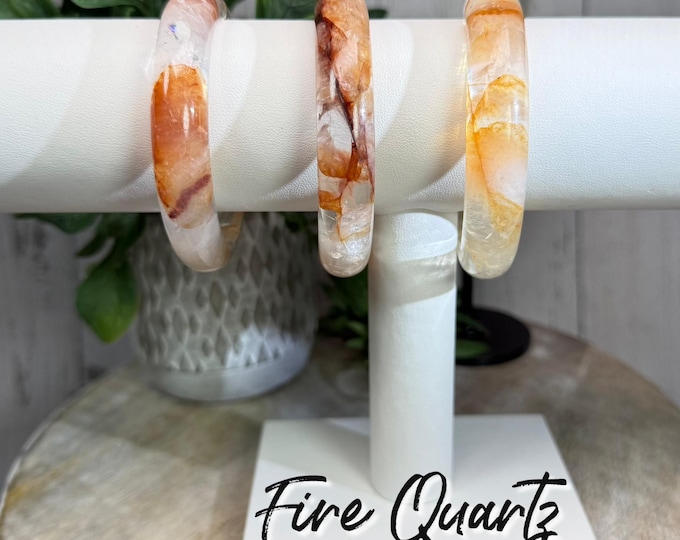 Fire Quartz Bangle, Fire Quartz with Golden Healer Bangle, Golden Healer and Fire Quartz Crystal Bangle