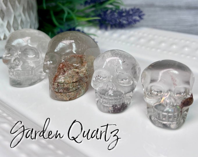 Small Garden Quartz Skull Carving, Mini Garden Quartz Carving, Small Crystal Skull Carving