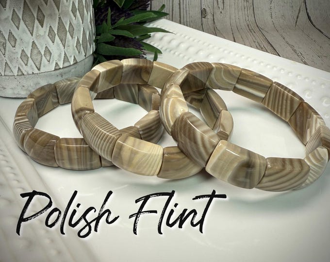 Polish Flint Soft Bangle Bracelet, Flint Bracelet, Stretchy Soft Bangle Striped Flint Bracelet