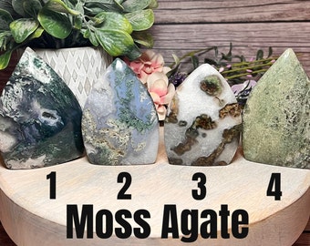 Moss Agate, Moss Agate Freeform, Moss Agate Flame, The Stone of New Beginnings