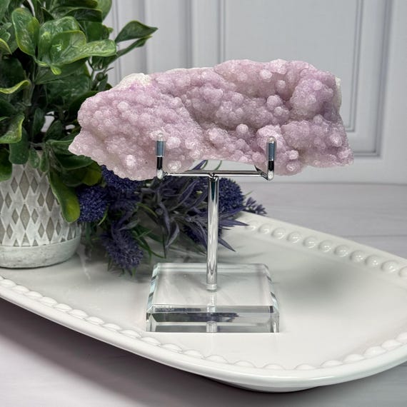 Purple-Pink Fluorite Specimen, Purple Fluorite Raw Stone - Stand Included!