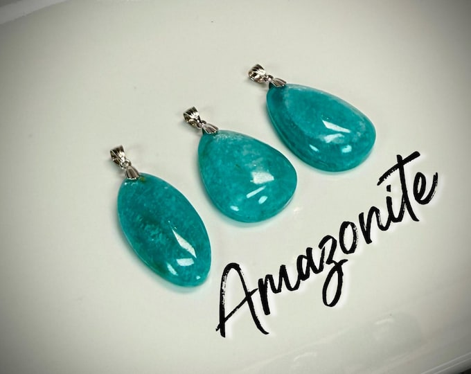 Amazonite Pendant, Small Crystal Pendant, 925 Silver, Stone of Success