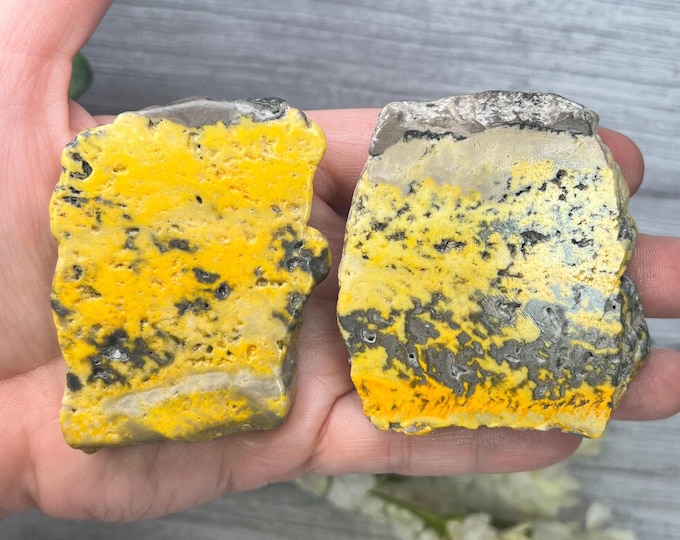 Yellow and Black Jasper Slab, Yellow Black Jasper Slice, Small Polished Jasper Freeform