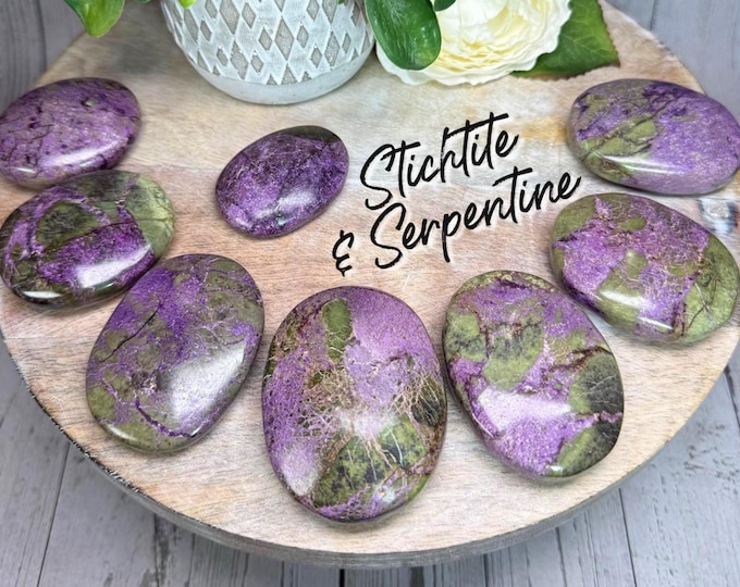 Atlantisite Palm Stone, Stichtite and Serpentine, Purple Crystal, Stone of Peace