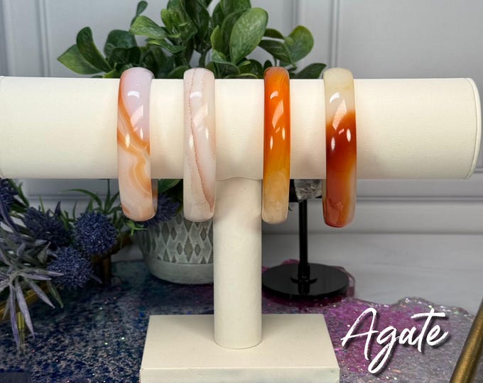 Agate Bangle, Red & White Agate Bangle Bracelet, Courage - Motivation - Creativity