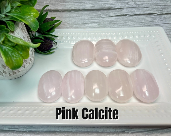 Pink Calcite Palm Stone, Manganoan Calcite or Mangano Calcite, UV Reactive Crystal - You Choose!