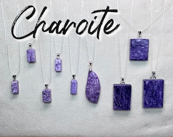 Chatoyant Charoite Pendant, 925 Silver Clasp, Russian Gemstone (Set#6)