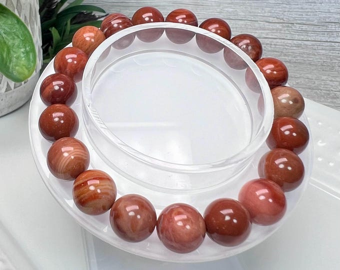 Petrified Wood Bracelet, Petrified Wood Bracelet, Fossilized Wood, Crystal Bracelet, 10-11mm Round Beads (2)