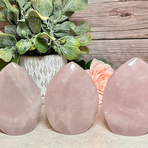 Rose Quartz Freeform Carving, Rose Quartz Flame Carving, Rose Quartz Crystal