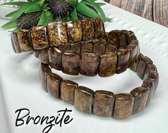Bronzite Soft Bangle Bracelet, Bronzite Bracelet, Bronzite Stretchy Bracelet (2)